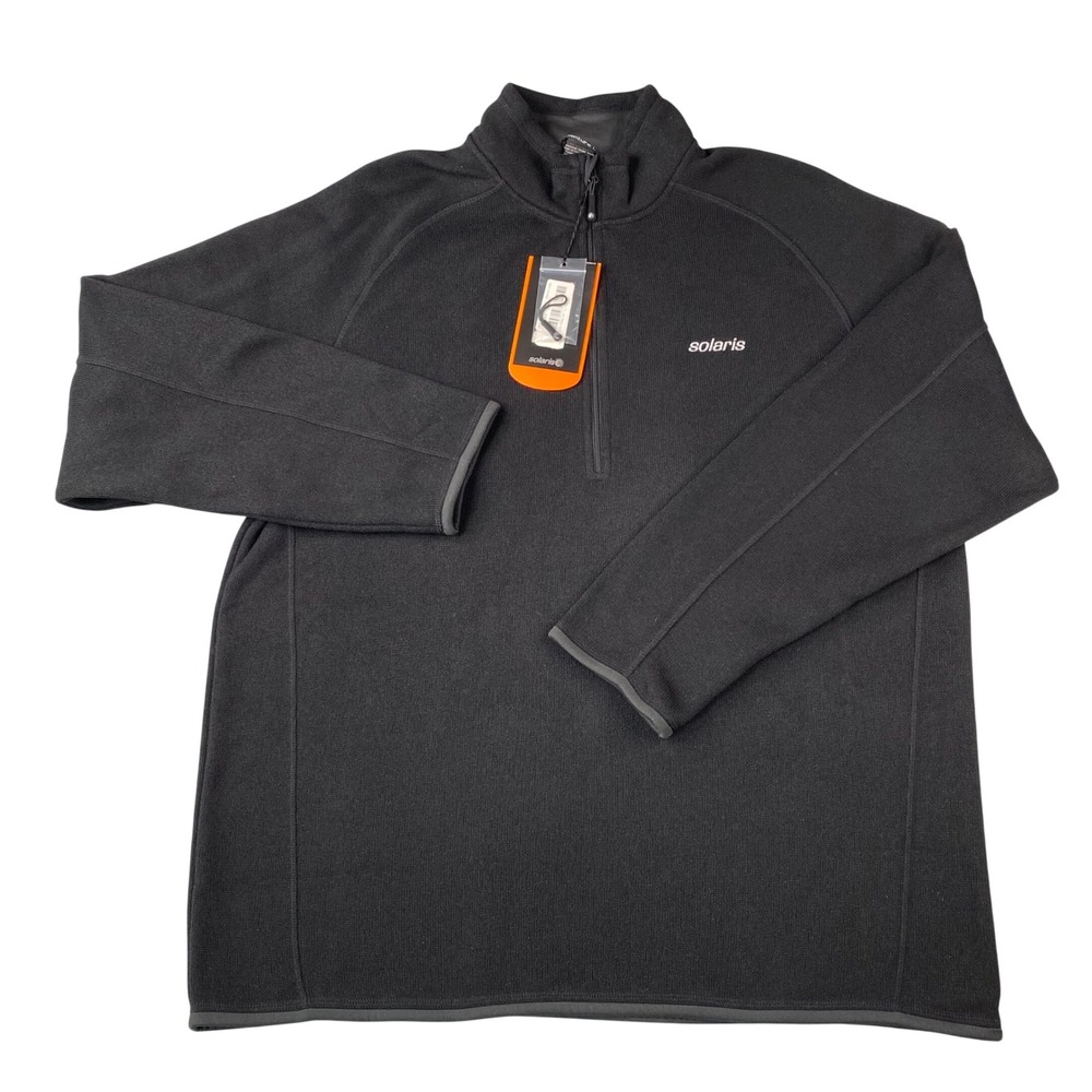 Solaris Mens XL Black Full Zip Sweater Fleece Jacket Breathable Anti-Pill New